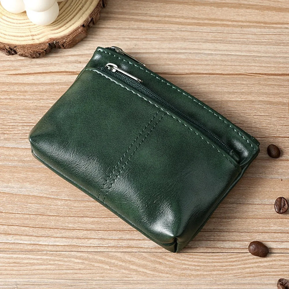 Porte-monnaie vintage en cuir PU avec double fermeture éclair et porte-cartes - Unisexe — photo 8