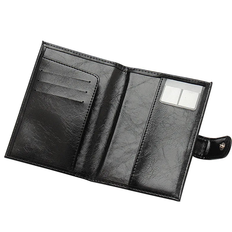 Porte-passeport en cuir PU effet ciré avec boucle de fermeture — photo 1