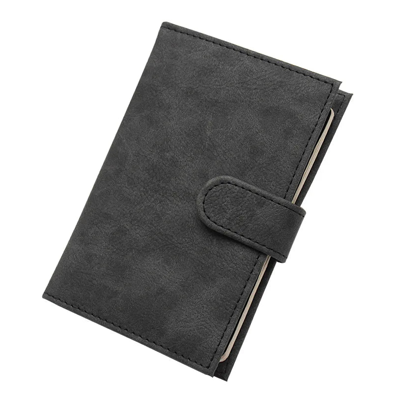 Porte-passeport en cuir PU effet ciré avec boucle de fermeture — photo 3