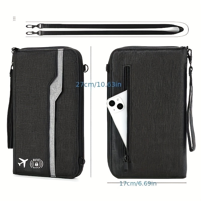 Porte-passeport famille 6 passeports, tissu Oxford anti-RFID