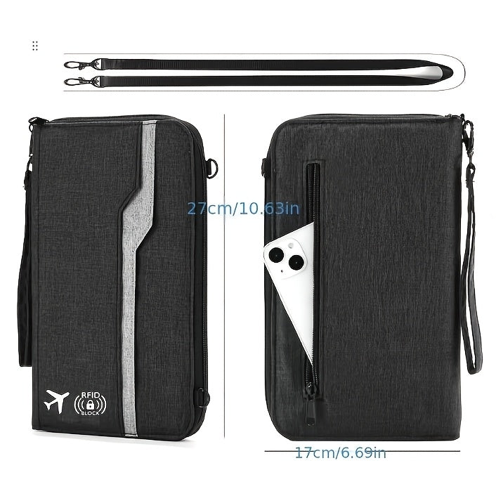 Porte-passeport famille 6 passeports, tissu Oxford anti-RFID