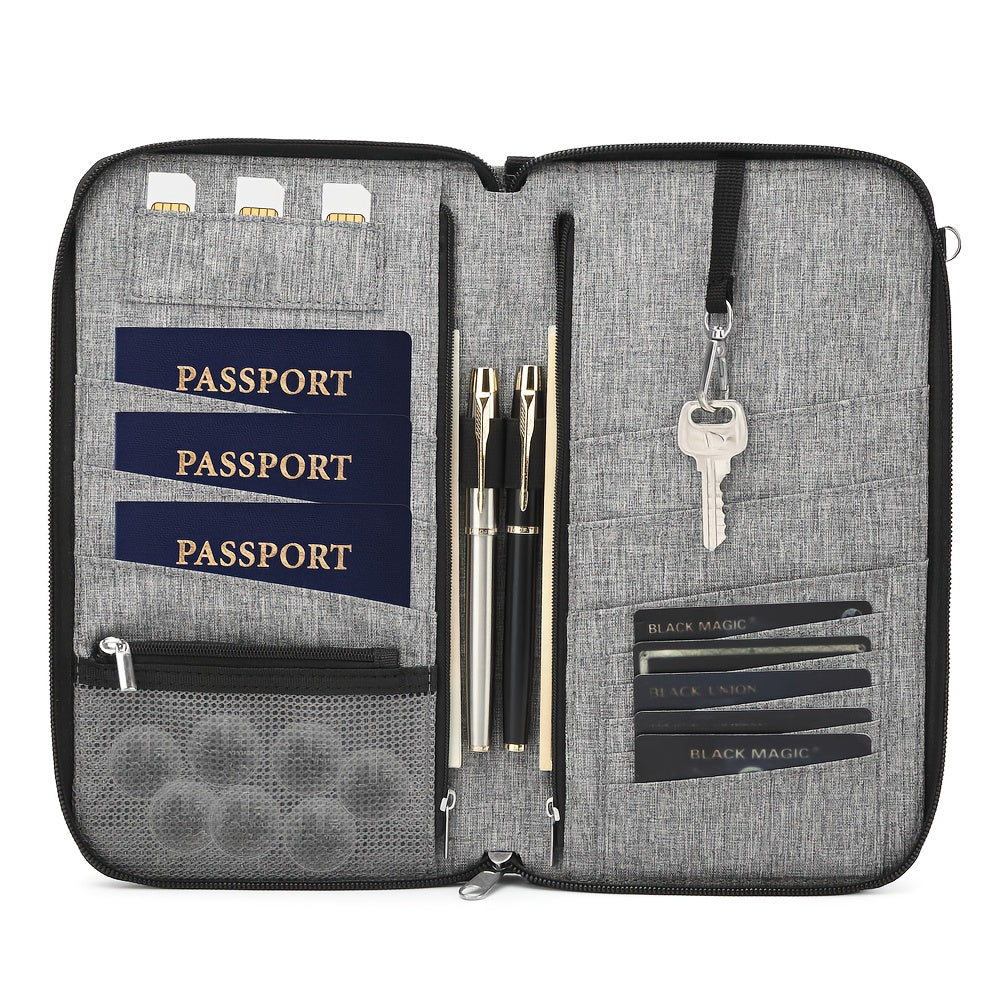 Porte-passeport famille 6 passeports, tissu Oxford anti-RFID