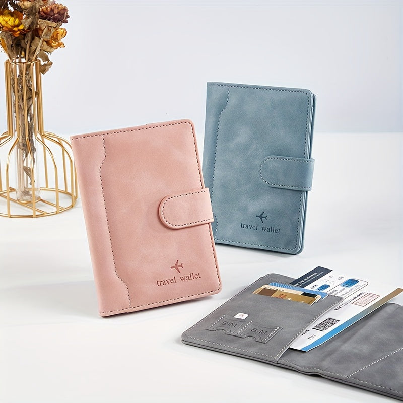 Porte-passeport fin à patte magnétique et fentes carte SIM
