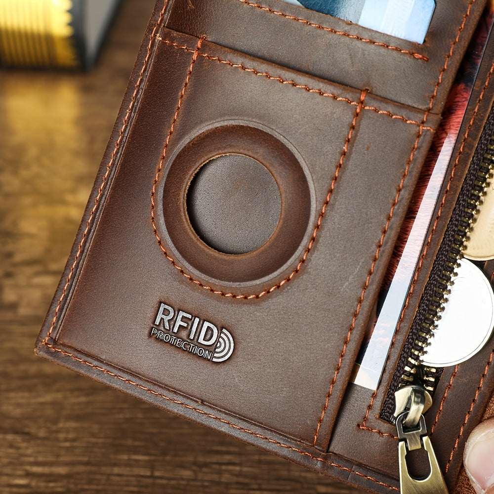 Porte-passeport homme en cuir noir, blocage RFID et traceur