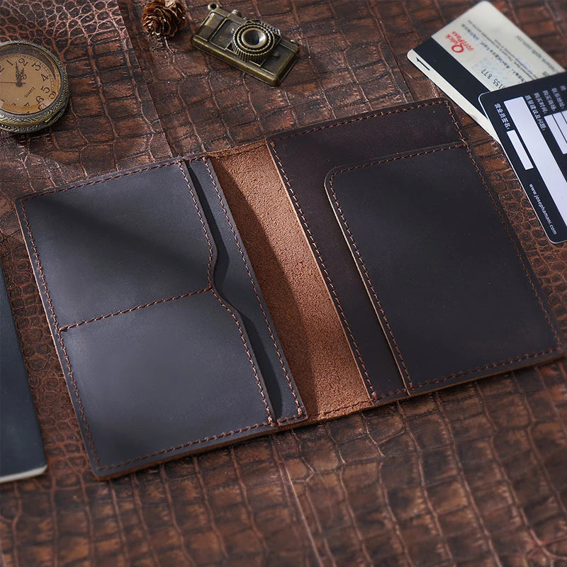 Protège-passeport en cuir véritable vintage avec blocage RFID pour homme — photo 1