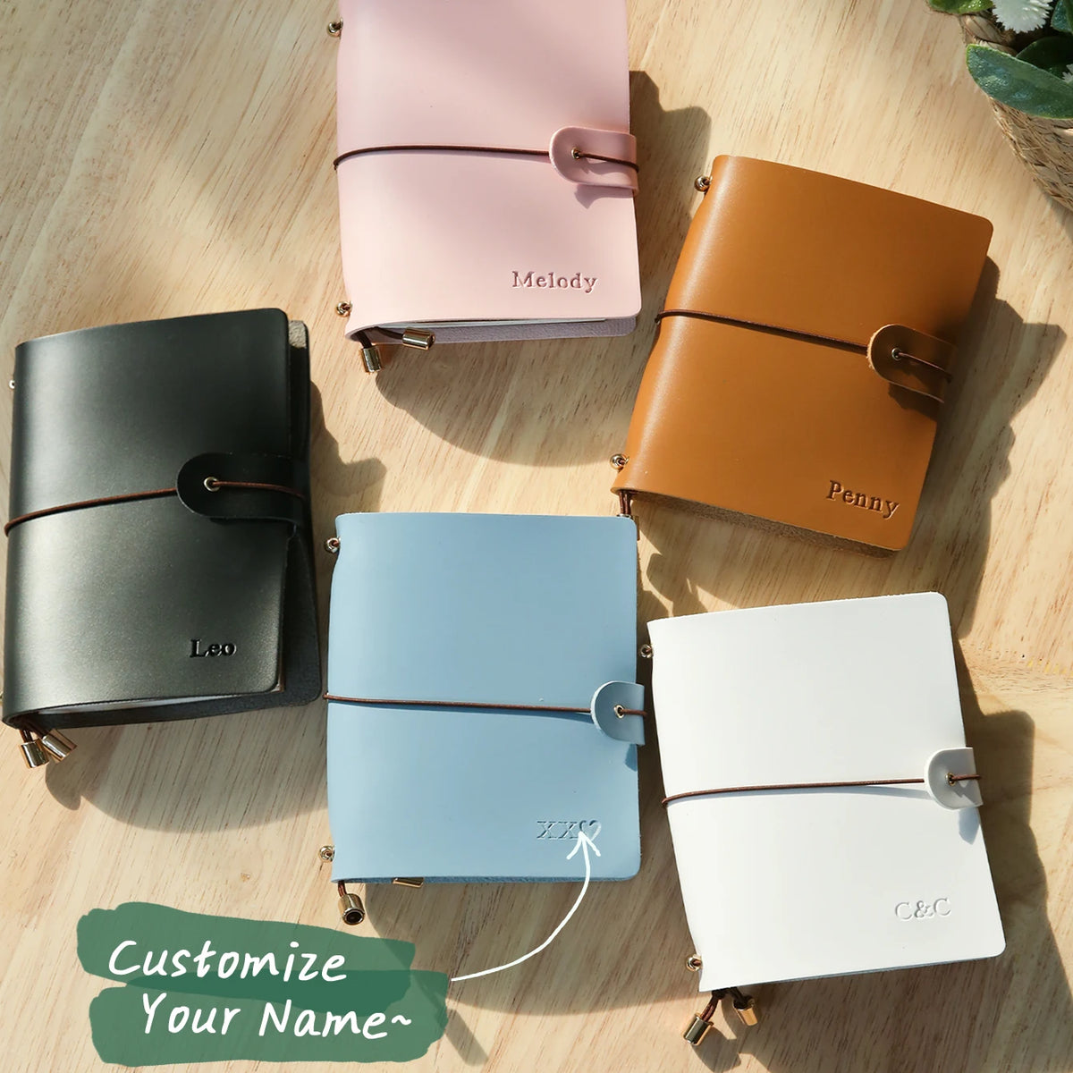 Protège-passeport personnalisé en cuir PU avec carnet A7 et porte-cartes — photo 4