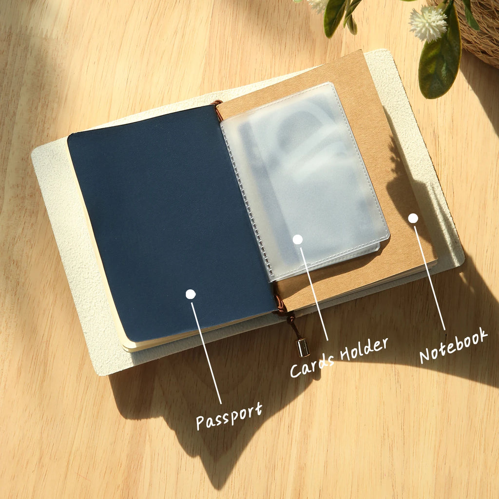 Protège-passeport personnalisé en cuir PU avec carnet A7 et porte-cartes — photo 5