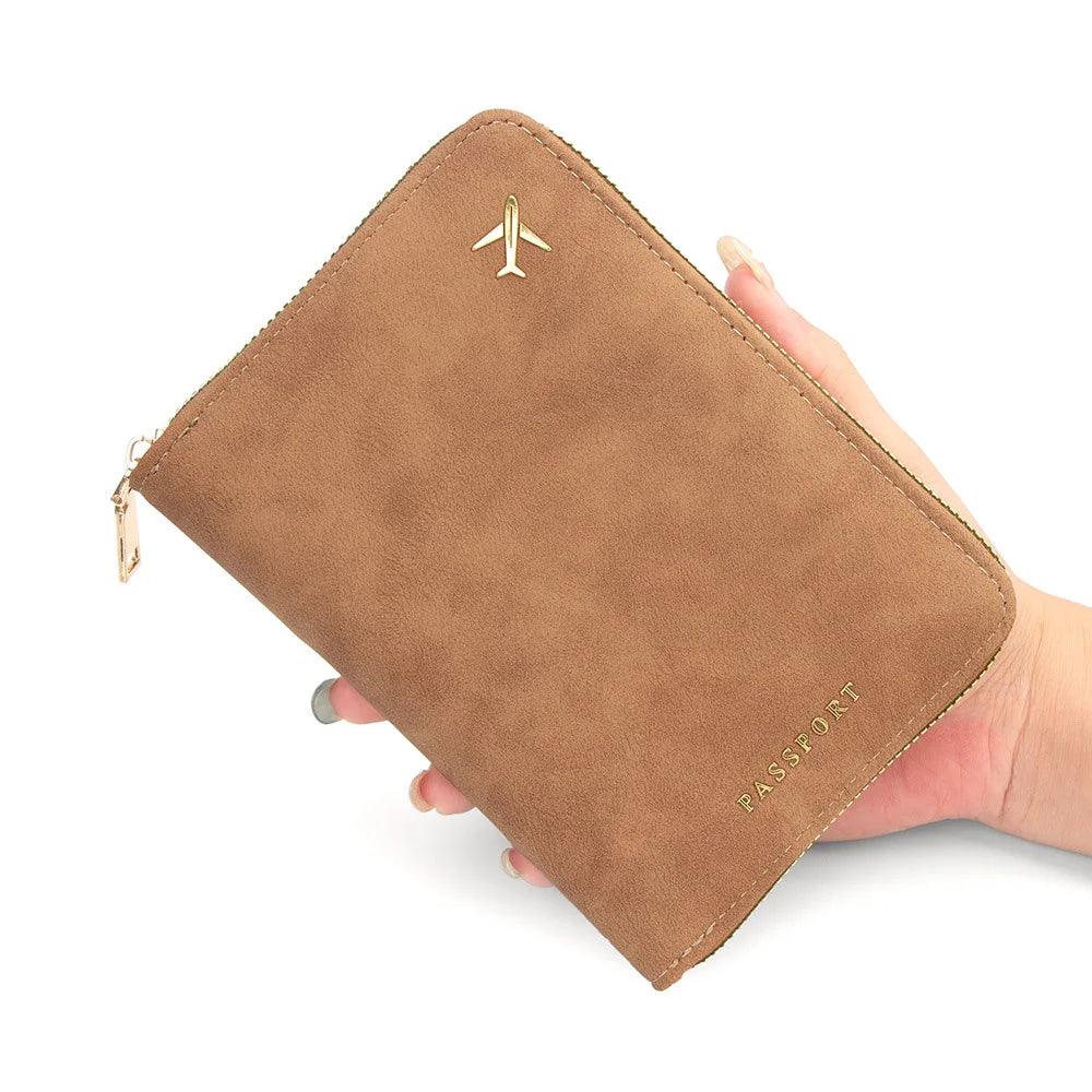 Porte-passeport zippé en cuir PU RFID avec rangements multiples pour voyage — photo 6