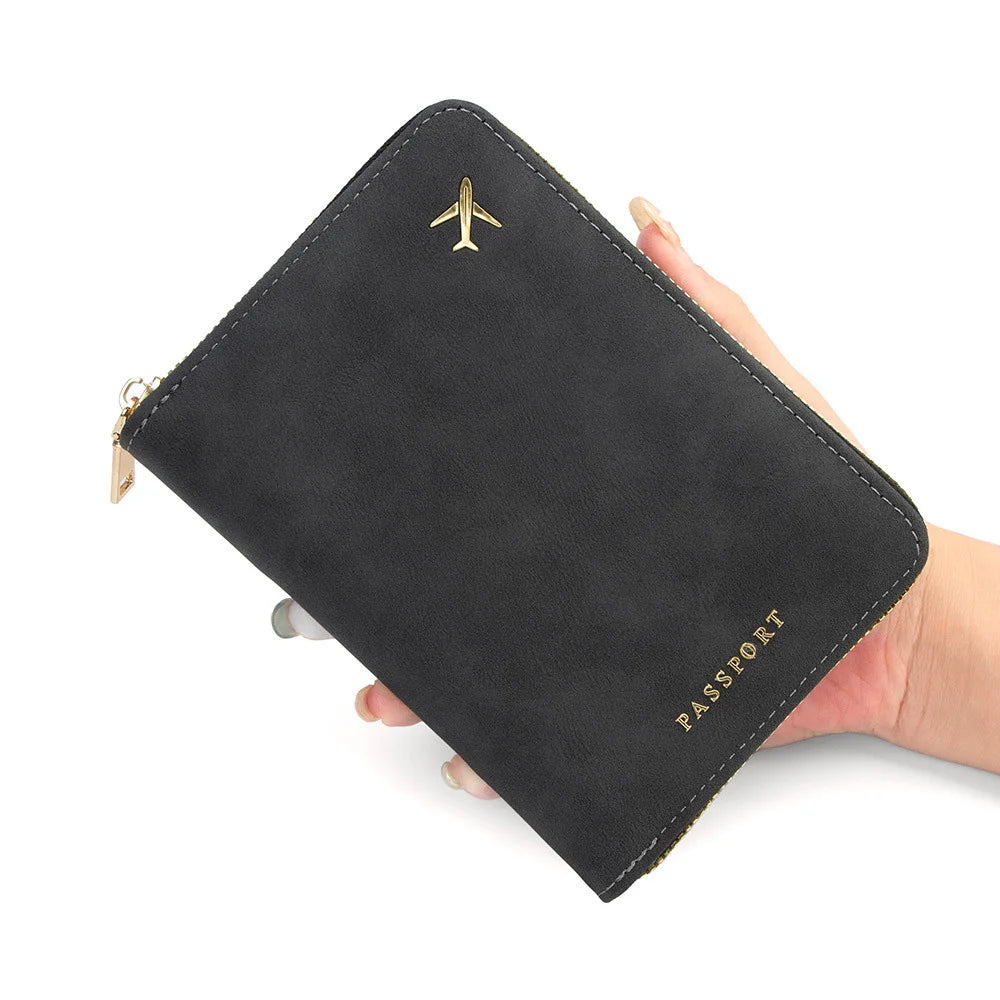 Porte-passeport zippé en cuir PU RFID avec rangements multiples pour voyage — photo 7
