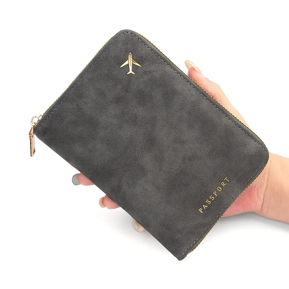 Porte-passeport zippé en cuir PU RFID avec rangements multiples pour voyage — photo 8
