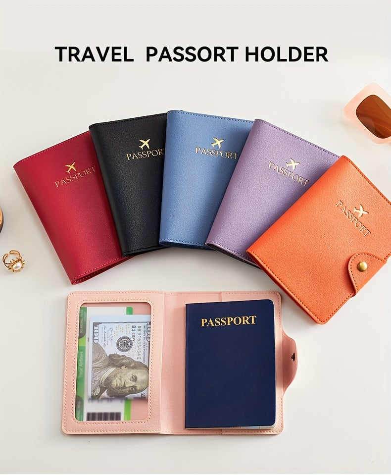 Porte-passeport similicuir à fermoir métallique, 5 coloris