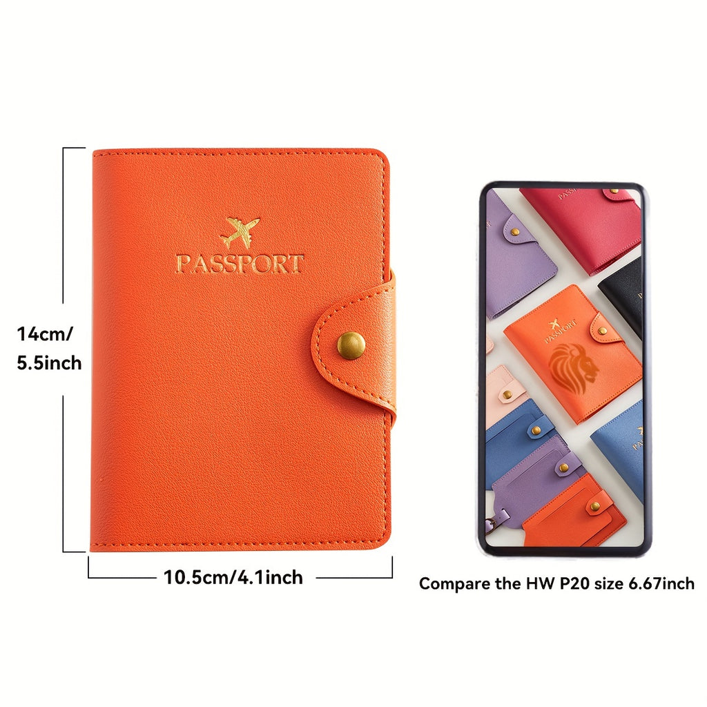 Porte-passeport similicuir à fermoir métallique, 5 coloris