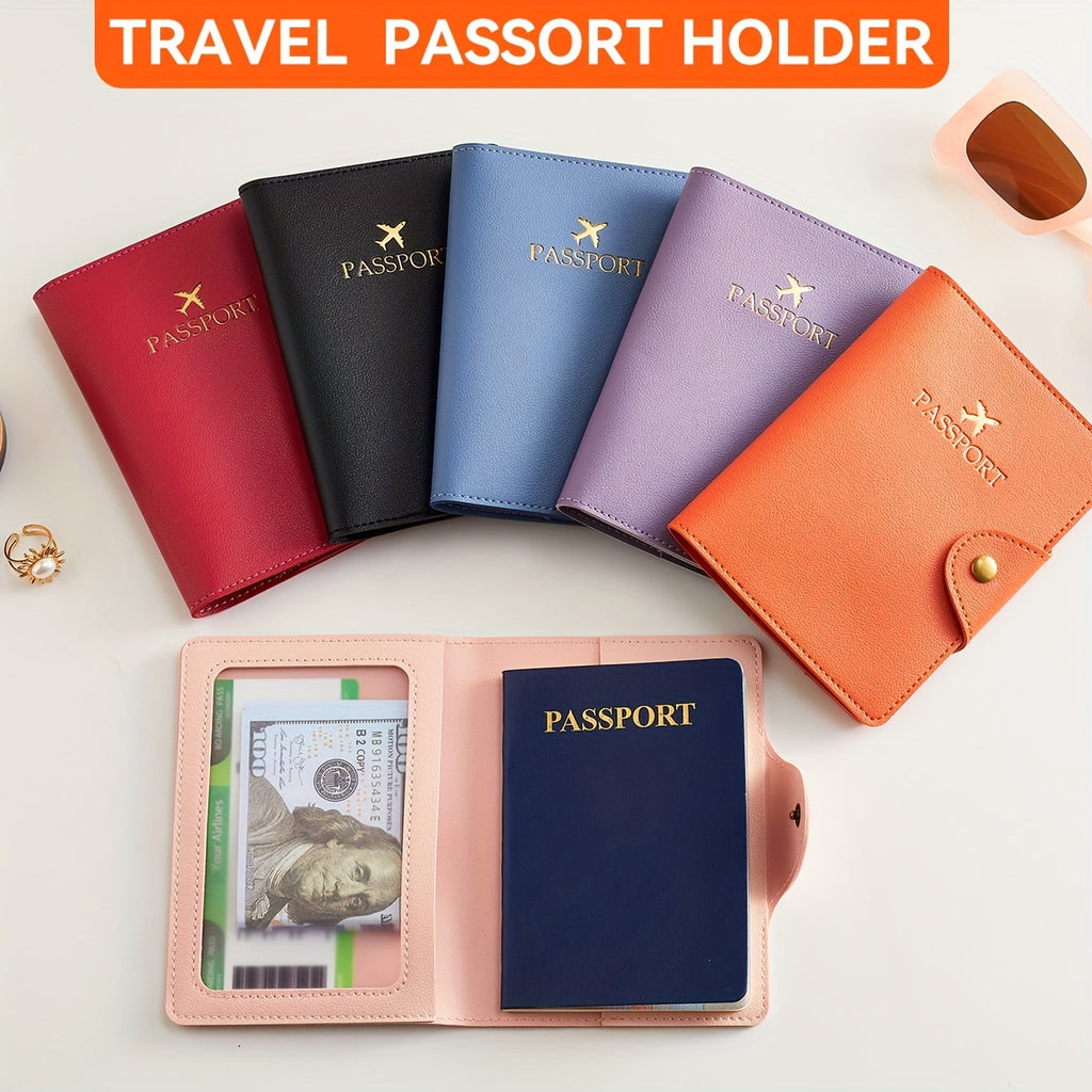 Porte-passeport similicuir à fermoir métallique, 5 coloris