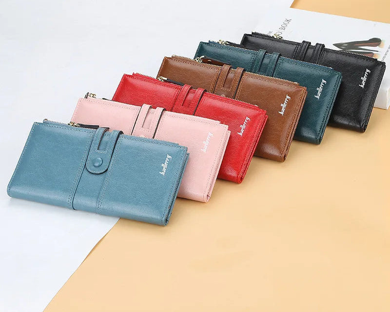 Portefeuille long en cuir pu souple avec boucle et double zip pour femme — photo 5 Image