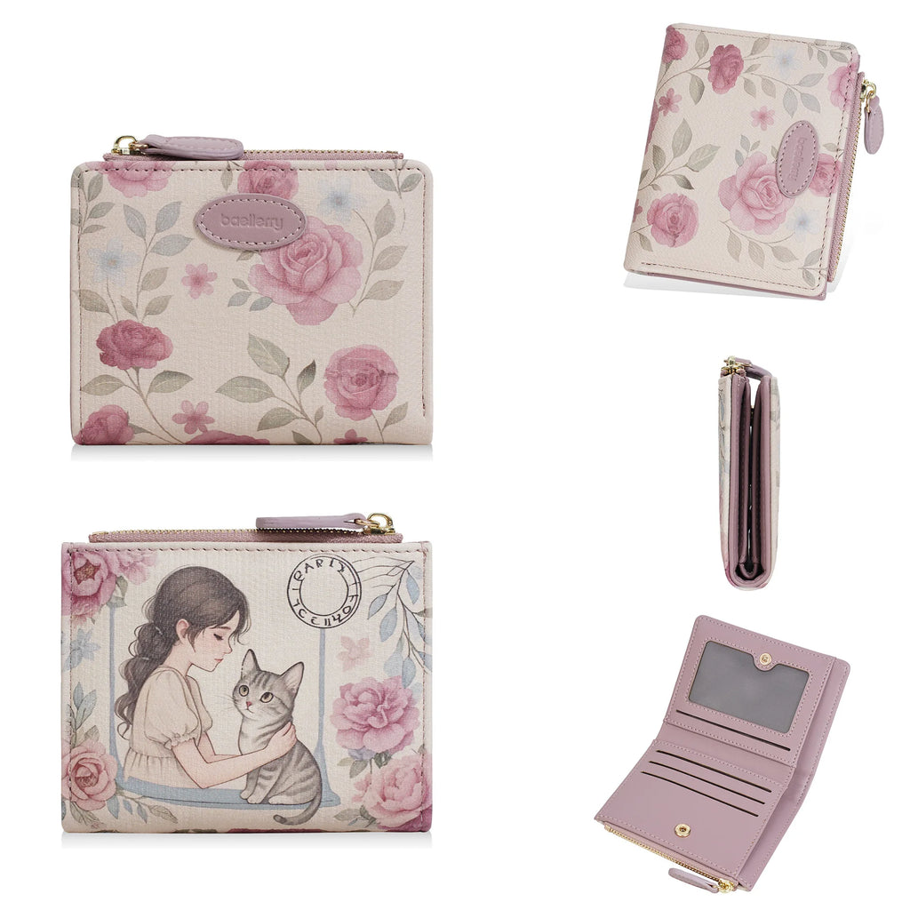 Portefeuille enfant à motif fille cartoon en cuir PU et porte-photo — photo 10
