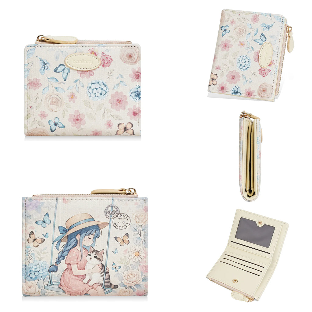Portefeuille enfant à motif fille cartoon en cuir PU et porte-photo — photo 11