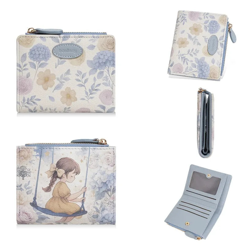 Portefeuille enfant à motif fille cartoon en cuir PU et porte-photo — photo 2
