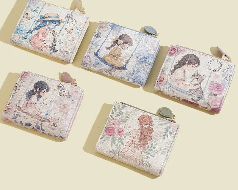 Portefeuille enfant à motif fille cartoon en cuir PU et porte-photo — photo 6