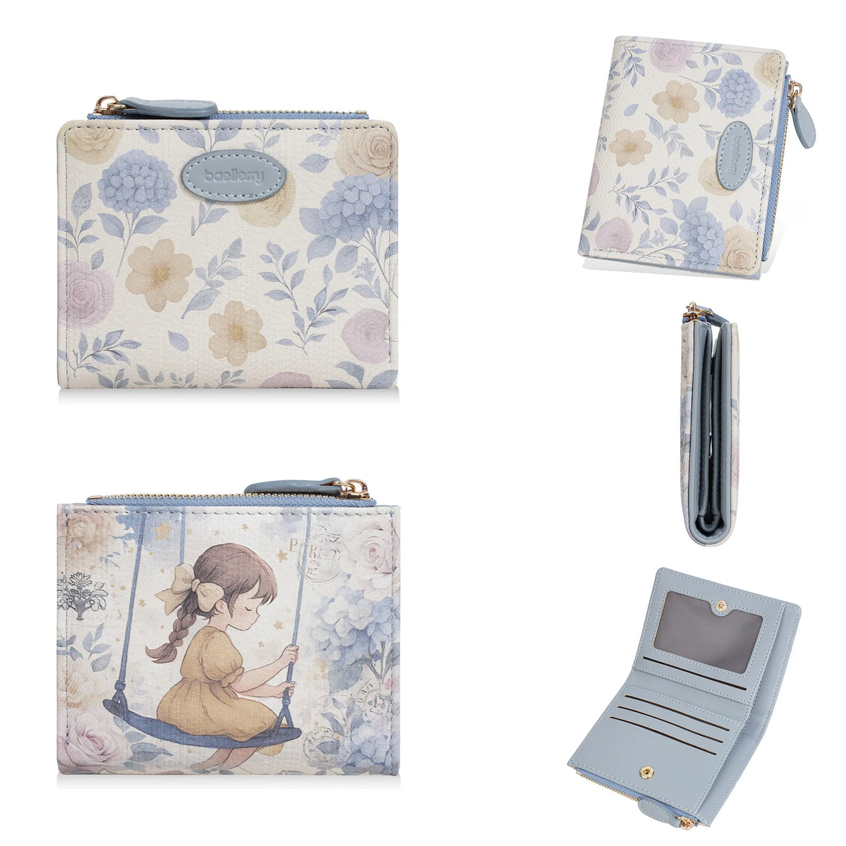 Portefeuille enfant à motif fille cartoon en cuir PU et porte-photo — photo 8