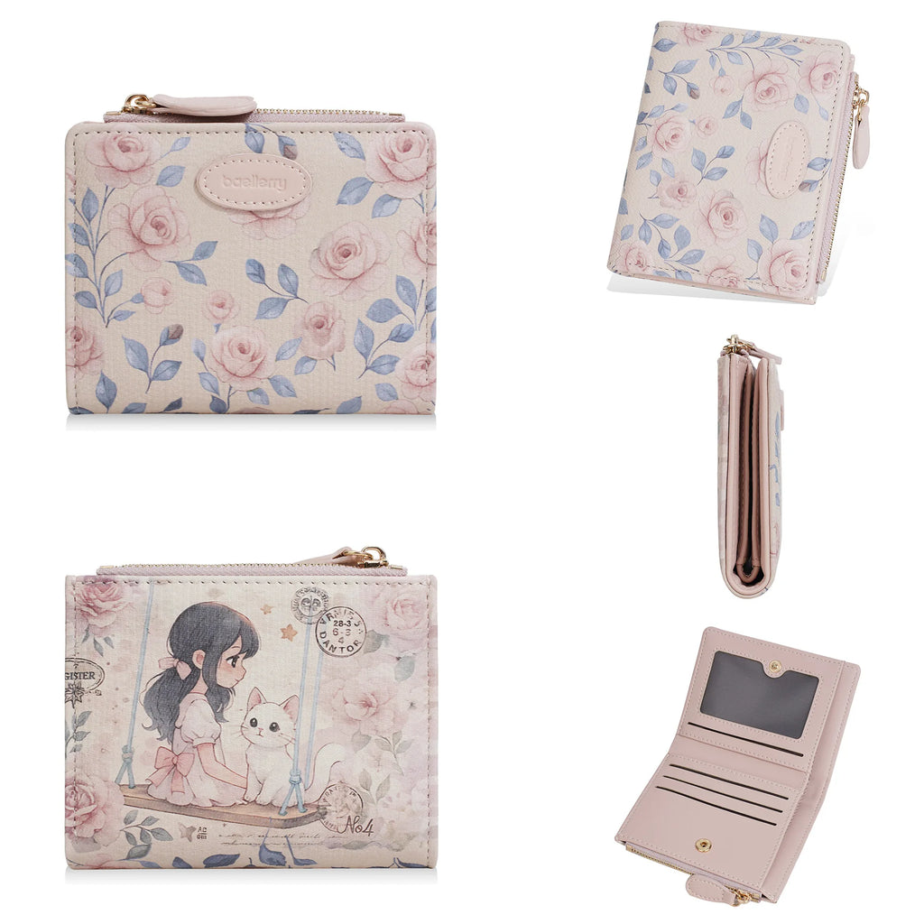 Portefeuille enfant à motif fille cartoon en cuir PU et porte-photo — photo 9
