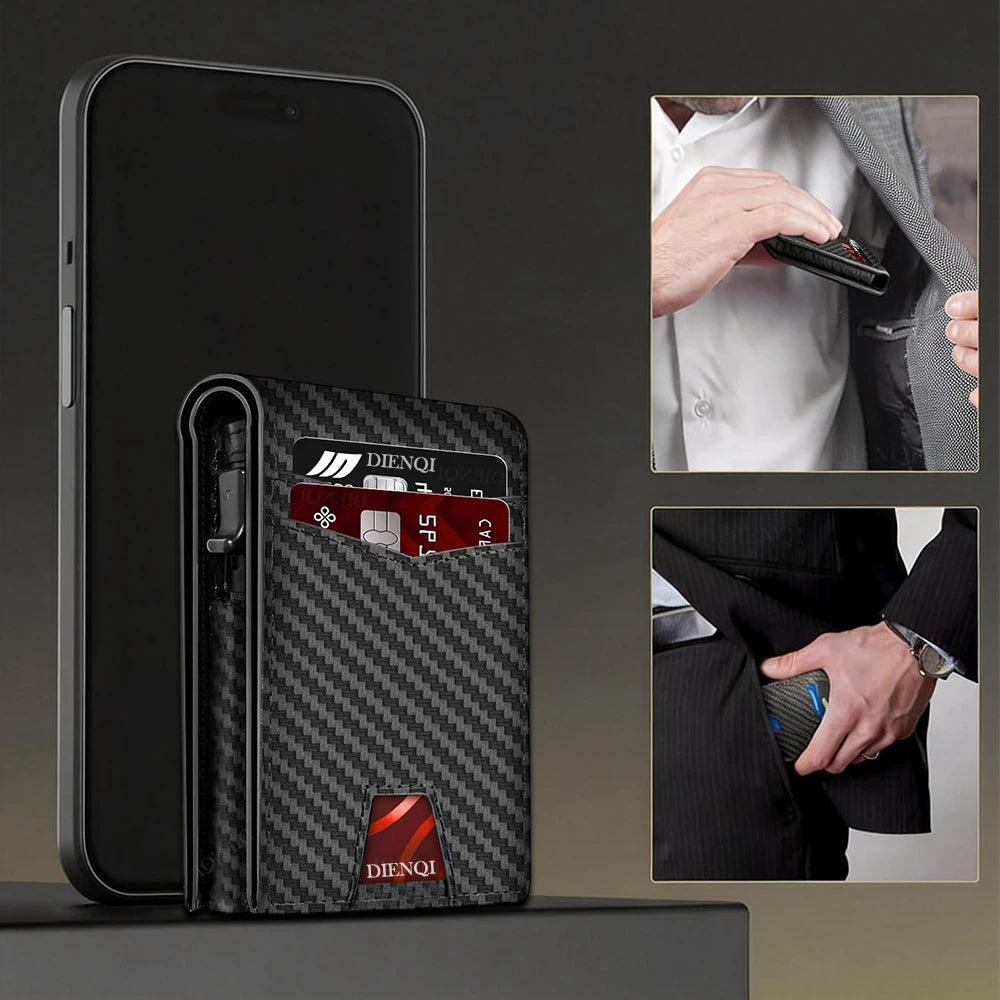 Portefeuille homme en fibre de carbone avec blocage RFID et étui aluminium — photo 1