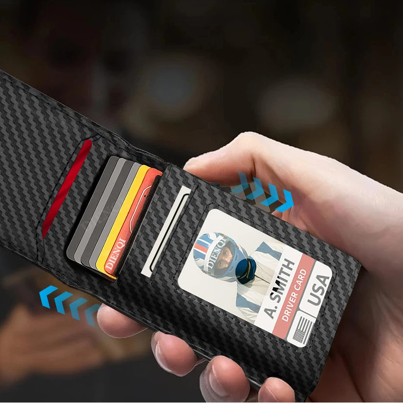 Portefeuille homme en fibre de carbone avec blocage RFID et étui aluminium — photo 3