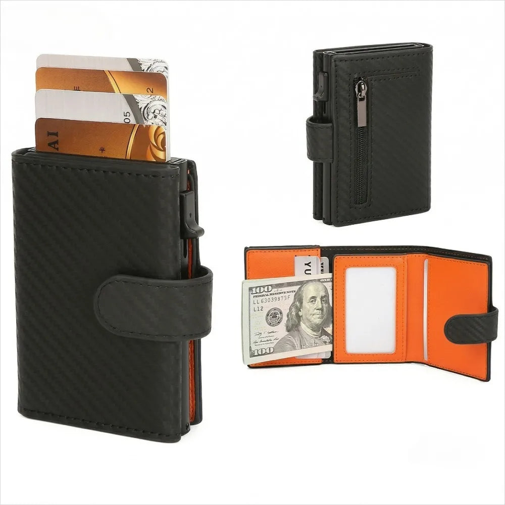 Portefeuille carte compact en cuir synthétique RFID avec porte-cartes sécurisé homme — photo 1
