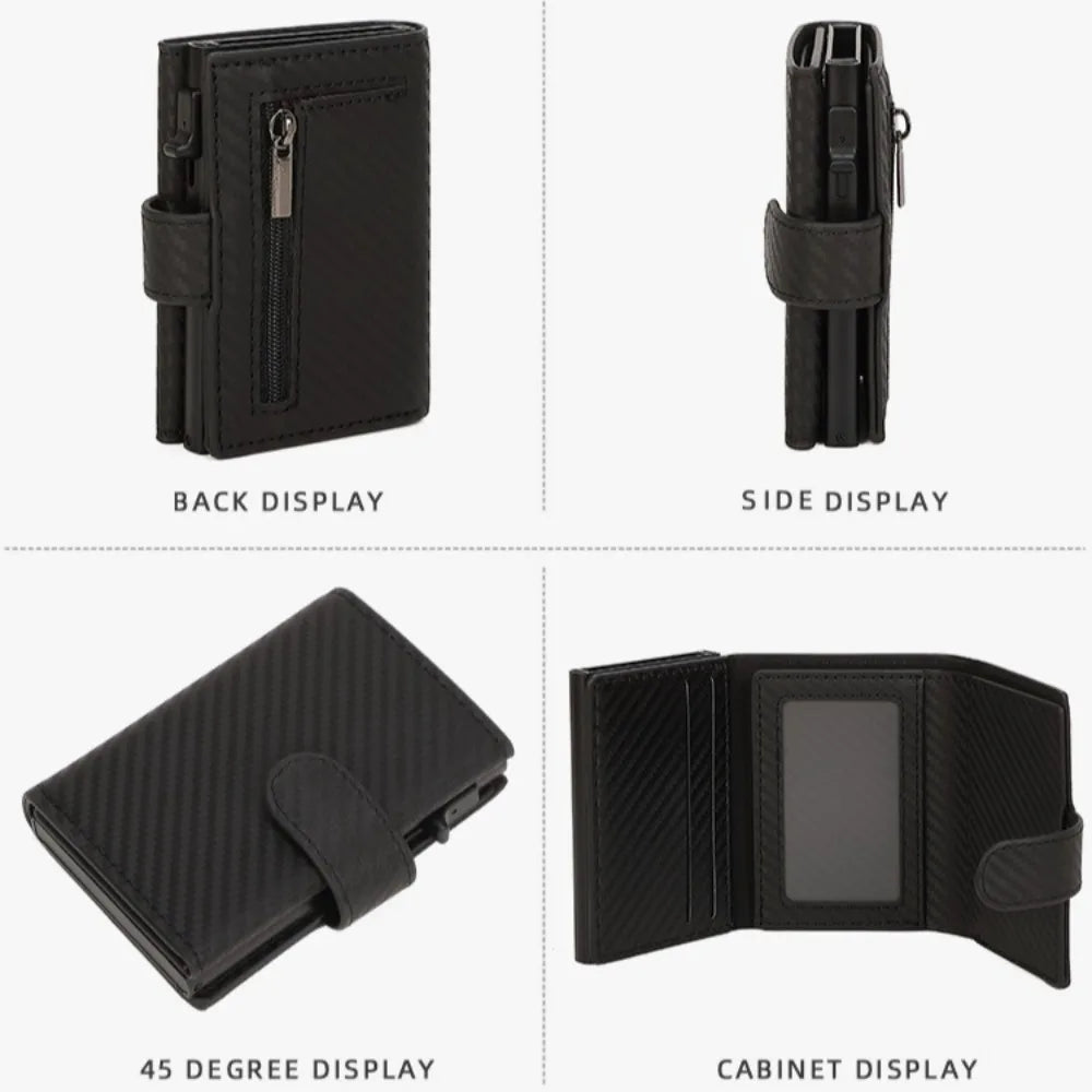 Portefeuille carte compact en cuir synthétique RFID avec porte-cartes sécurisé homme — photo 3