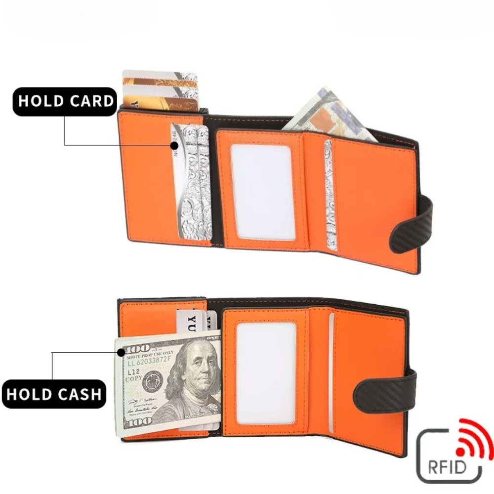 Portefeuille carte compact en cuir synthétique RFID avec porte-cartes sécurisé homme — photo 4