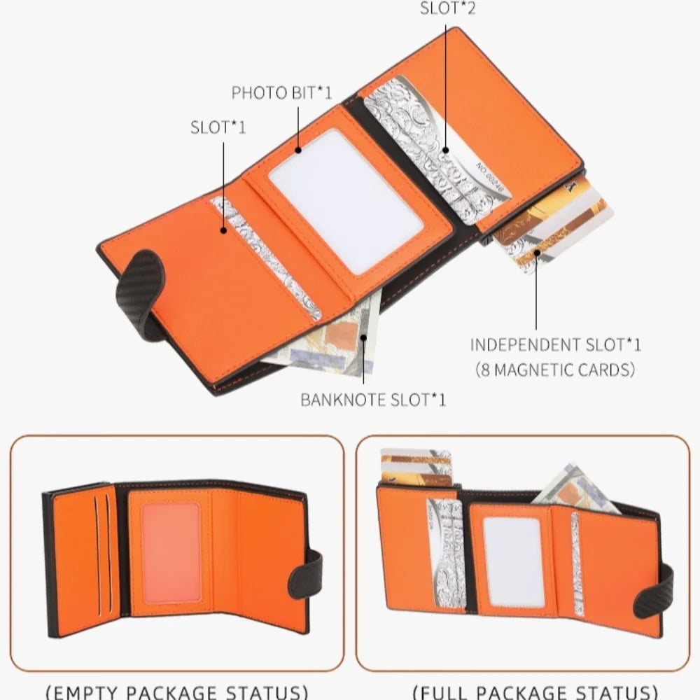 Portefeuille carte compact en cuir synthétique RFID avec porte-cartes sécurisé homme — photo 5
