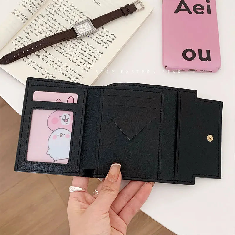 Portefeuille compact à nœud doré et triple volet pour fille — photo 4