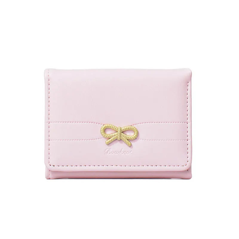 Portefeuille compact à nœud doré et triple volet pour fille — photo 6
