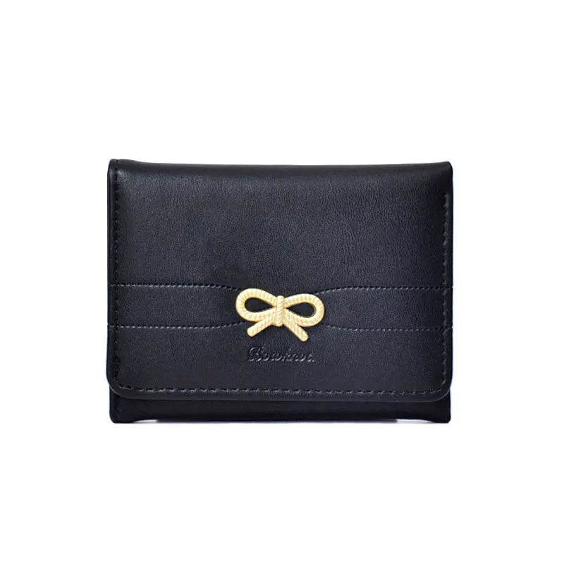 Portefeuille compact à nœud doré et triple volet pour fille — photo 8 Image