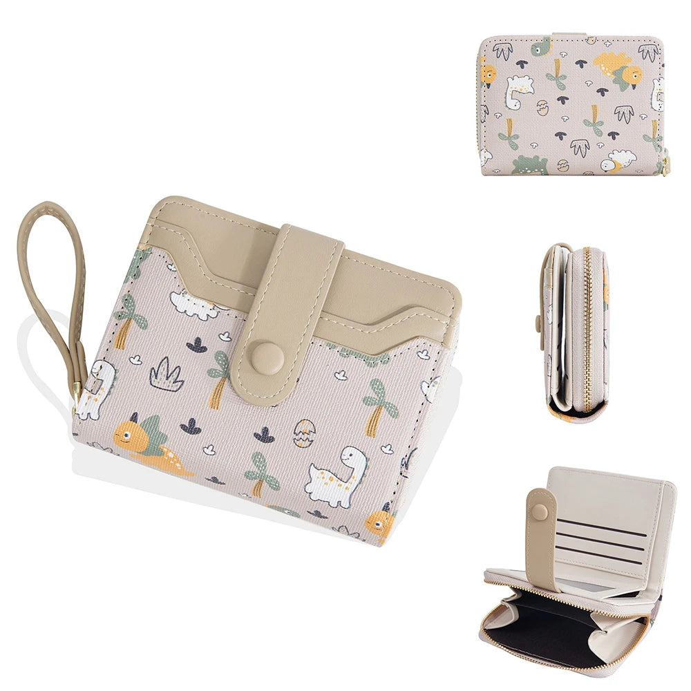 Portefeuille court à motif dinosaure mignon avec blocage rfid et bouton pression pour femme — photo 10