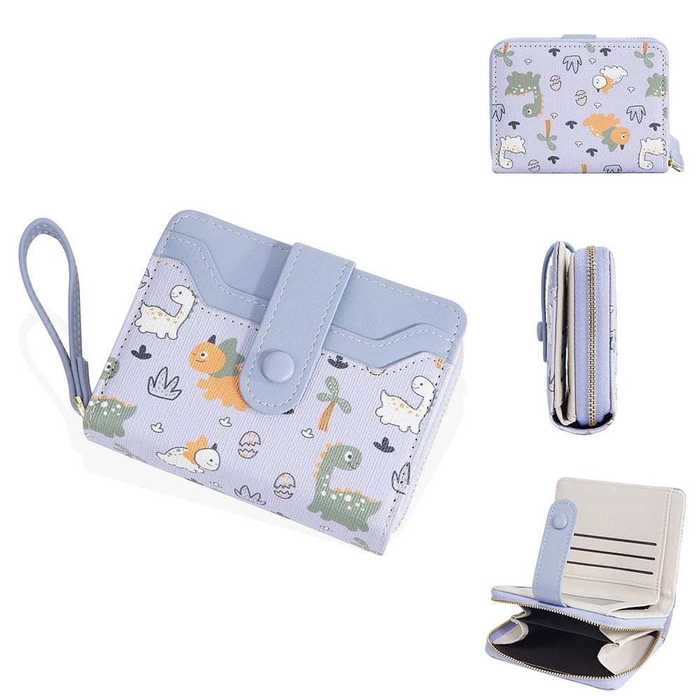 Portefeuille court à motif dinosaure mignon avec blocage rfid et bouton pression pour femme — photo 7