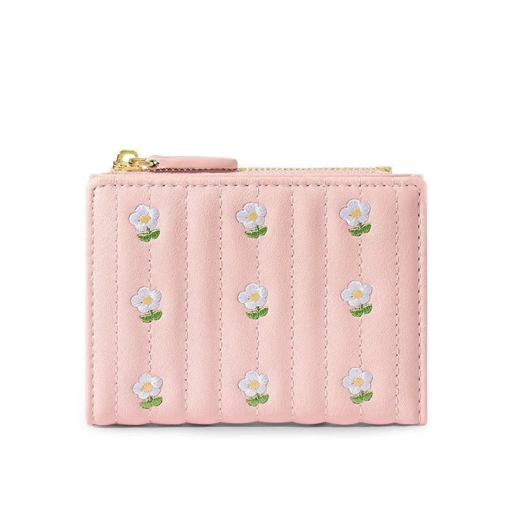 Portefeuille court en cuir PU avec motif fleur et fermeture zippée sécurisée — photo 12