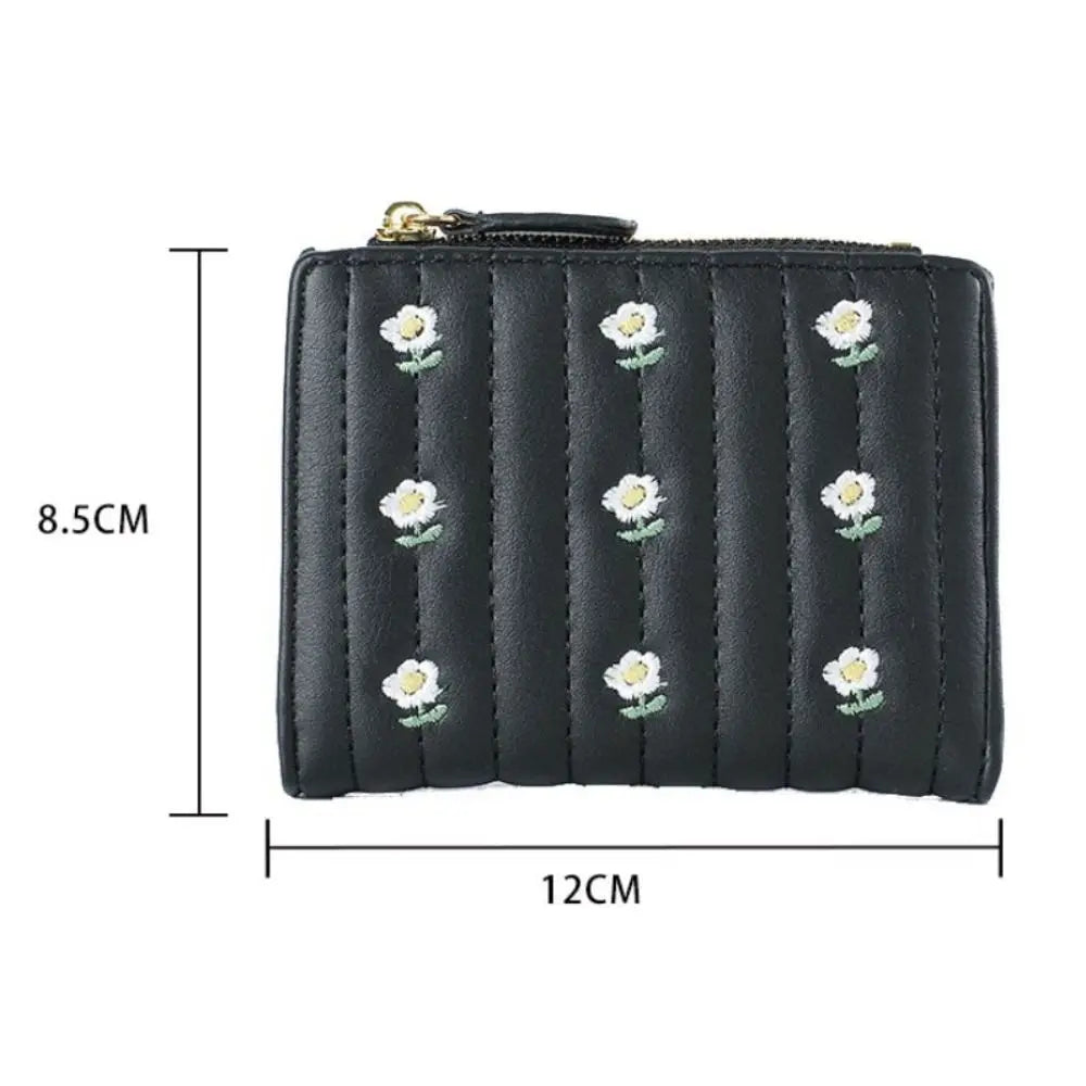 Portefeuille court en cuir PU avec motif fleur et fermeture zippée sécurisée — photo 6