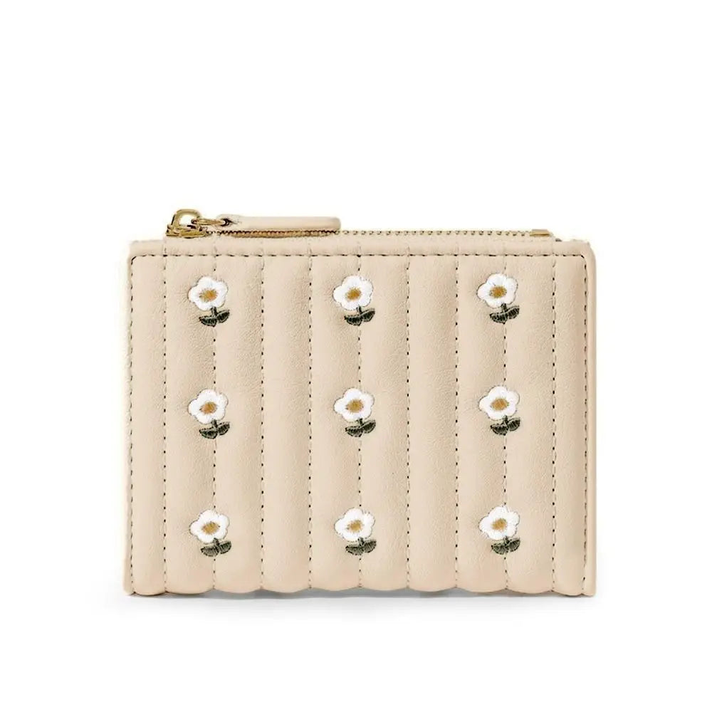 Portefeuille court en cuir PU avec motif fleur et fermeture zippée sécurisée — photo 8