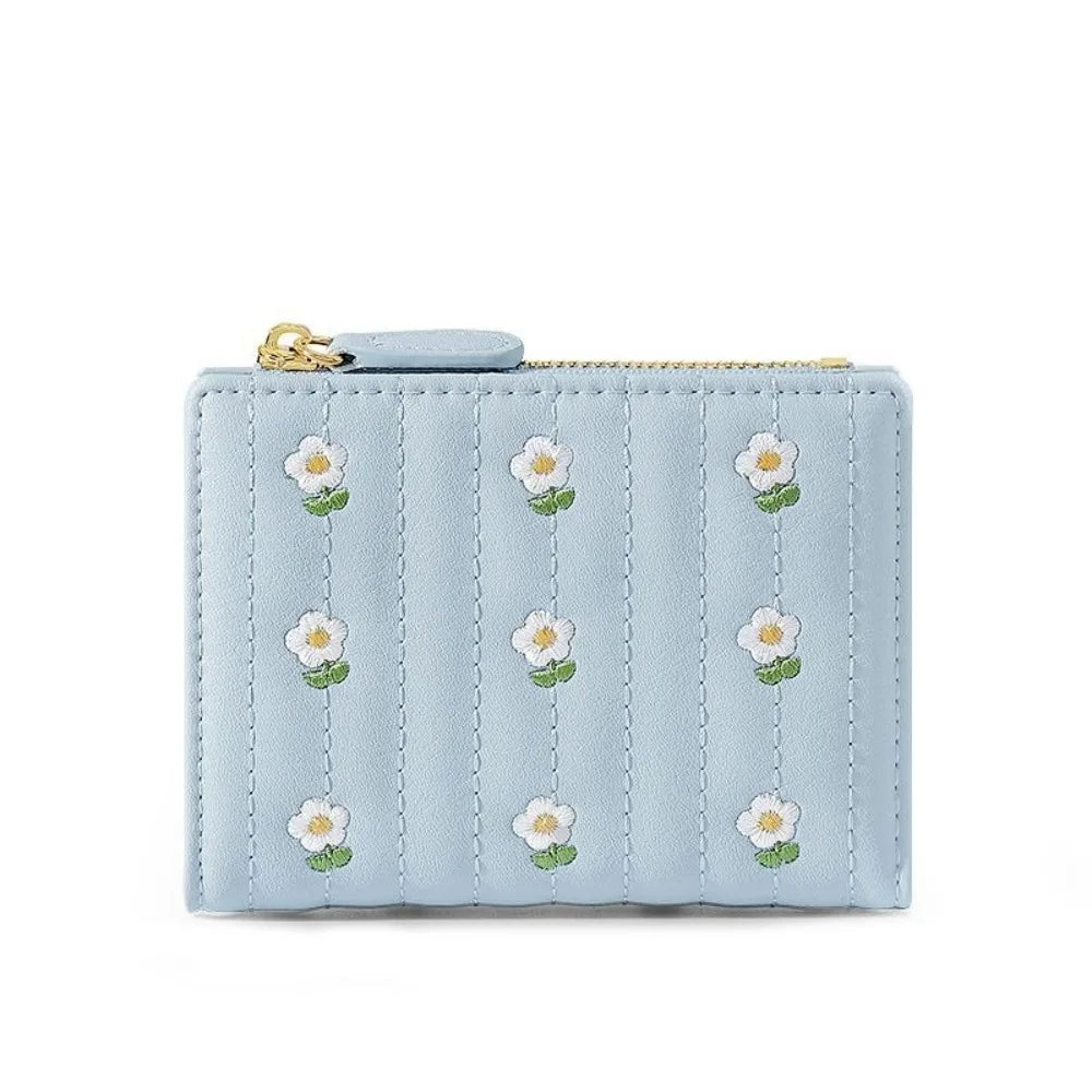 Portefeuille court en cuir PU avec motif fleur et fermeture zippée sécurisée — photo 9