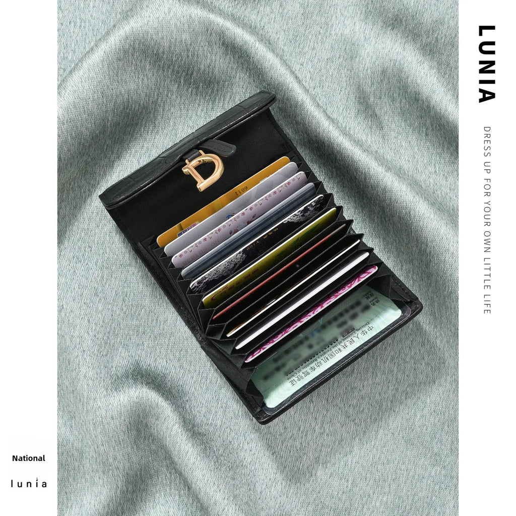 Portefeuille court en cuir véritable effet crocodile – Mini organiseur de luxe unisexe — photo 2