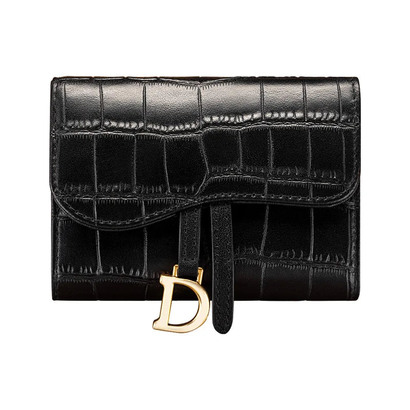 Portefeuille court en cuir véritable effet crocodile – Mini organiseur de luxe unisexe — photo 5