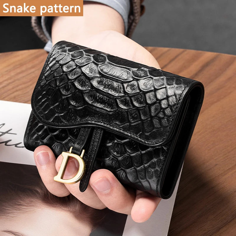 Portefeuille court en cuir véritable effet crocodile – Mini organiseur de luxe unisexe — photo 7