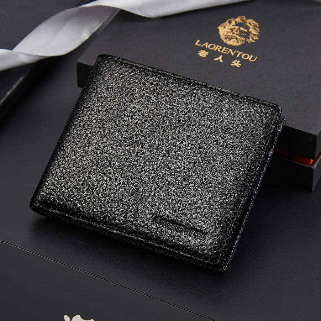 Portefeuille en cuir véritable pour homme avec poche zippée — photo 1