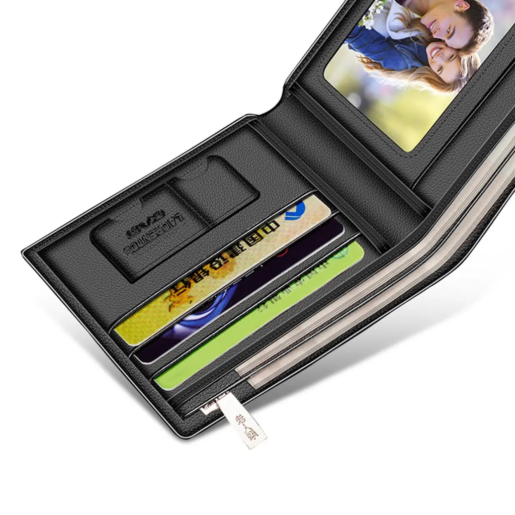 Portefeuille en cuir véritable pour homme avec poche zippée — photo 3