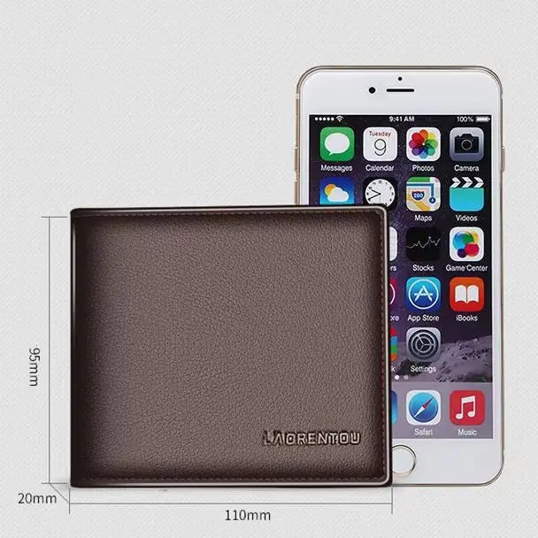 Portefeuille en cuir véritable pour homme avec poche zippée — photo 6