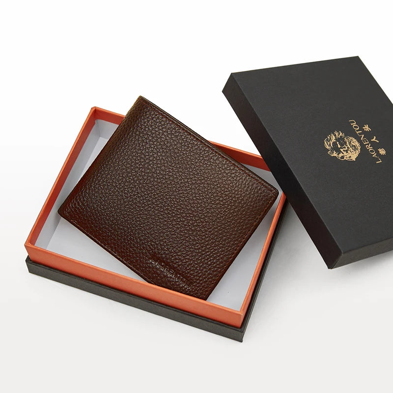 Portefeuille en cuir véritable pour homme avec poche zippée — photo 8 Image