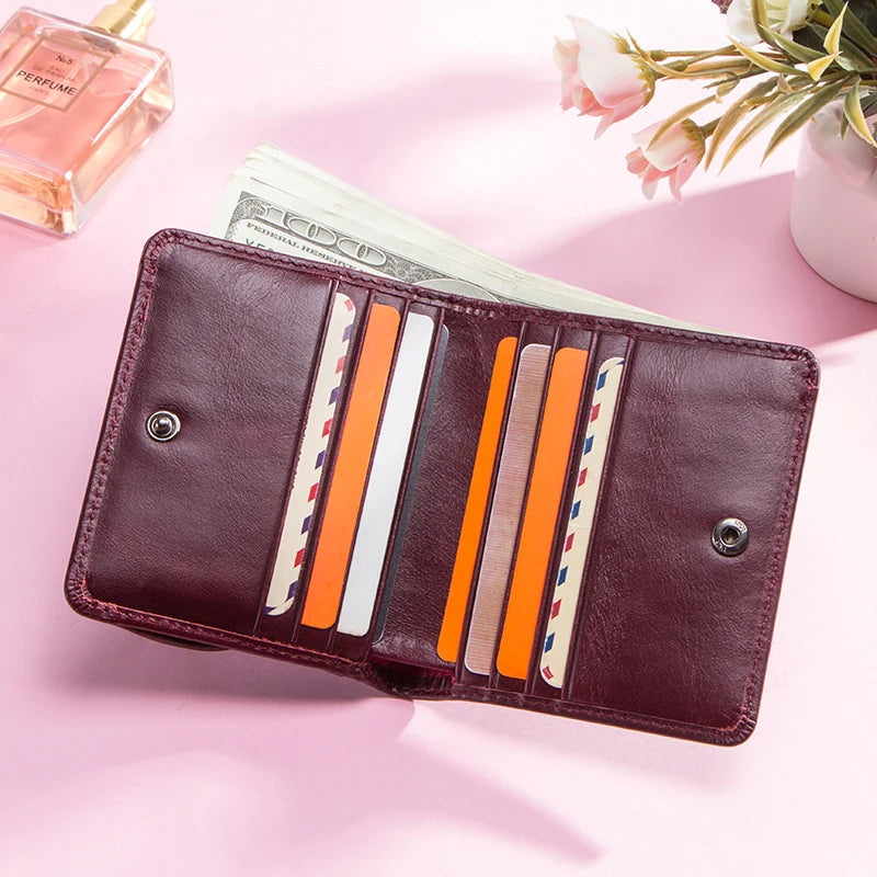 Portefeuille court en cuir véritable pour femme – Mini organiseur compact — photo 4