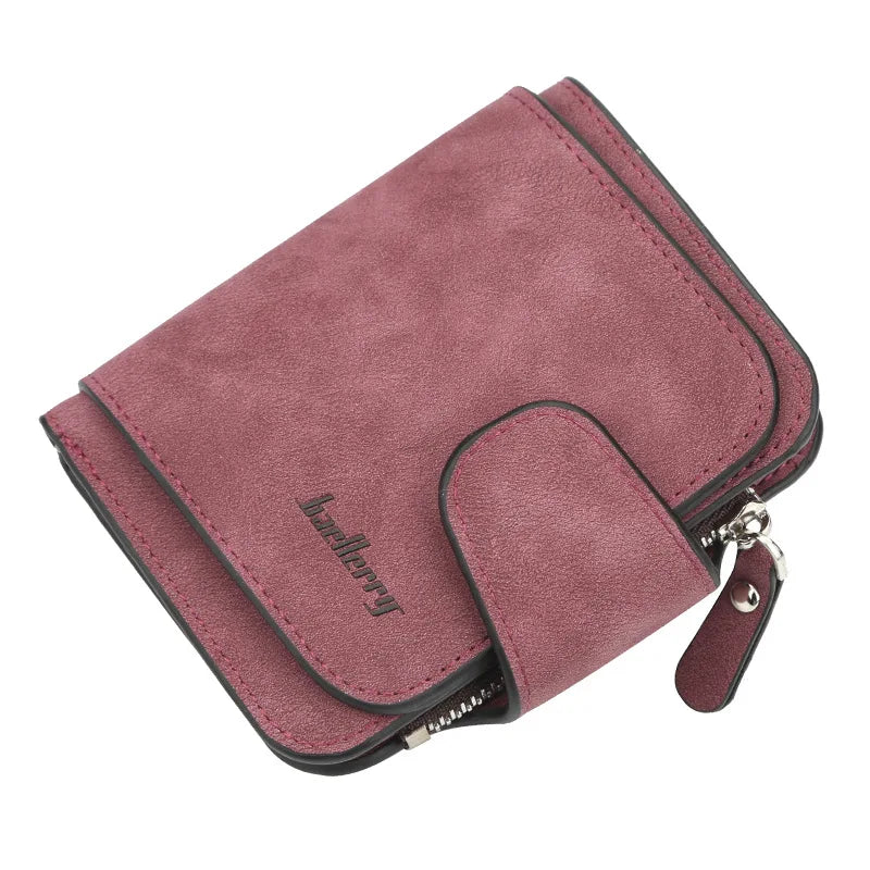 Portefeuille court femme  en cuir abrasif avec porte-monnaie — photo 10