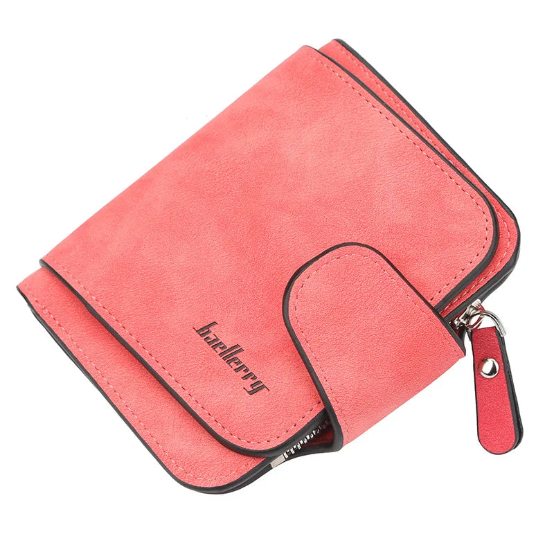 Portefeuille court femme  en cuir abrasif avec porte-monnaie — photo 11