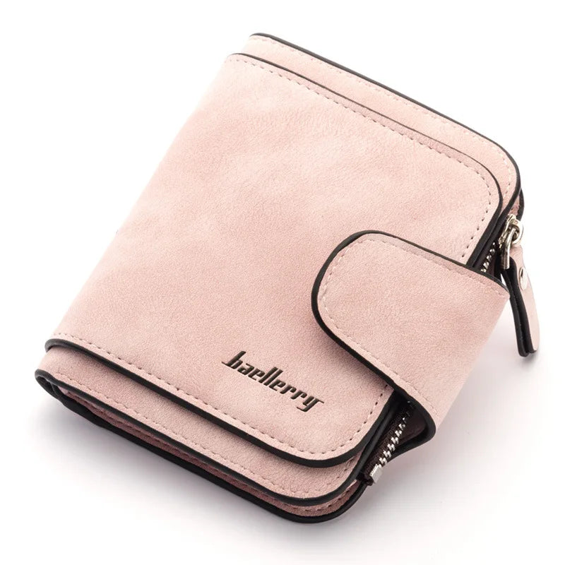 Portefeuille court femme  en cuir abrasif avec porte-monnaie — photo 6
